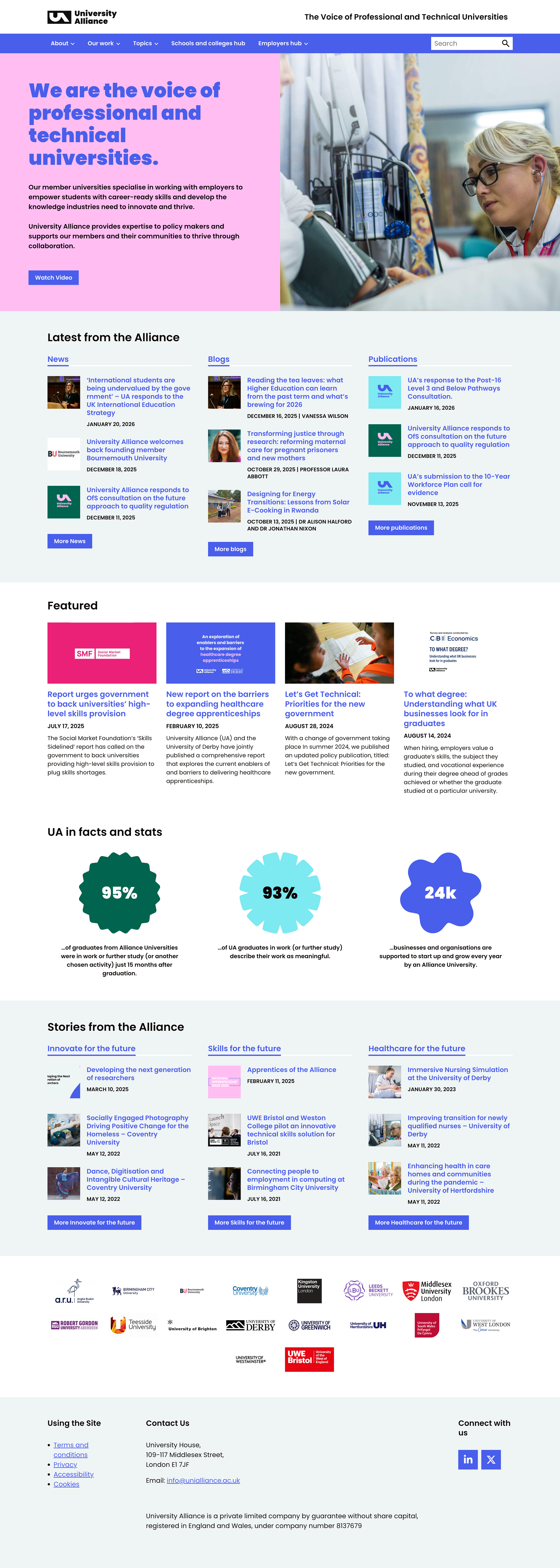 University Alliance homepage