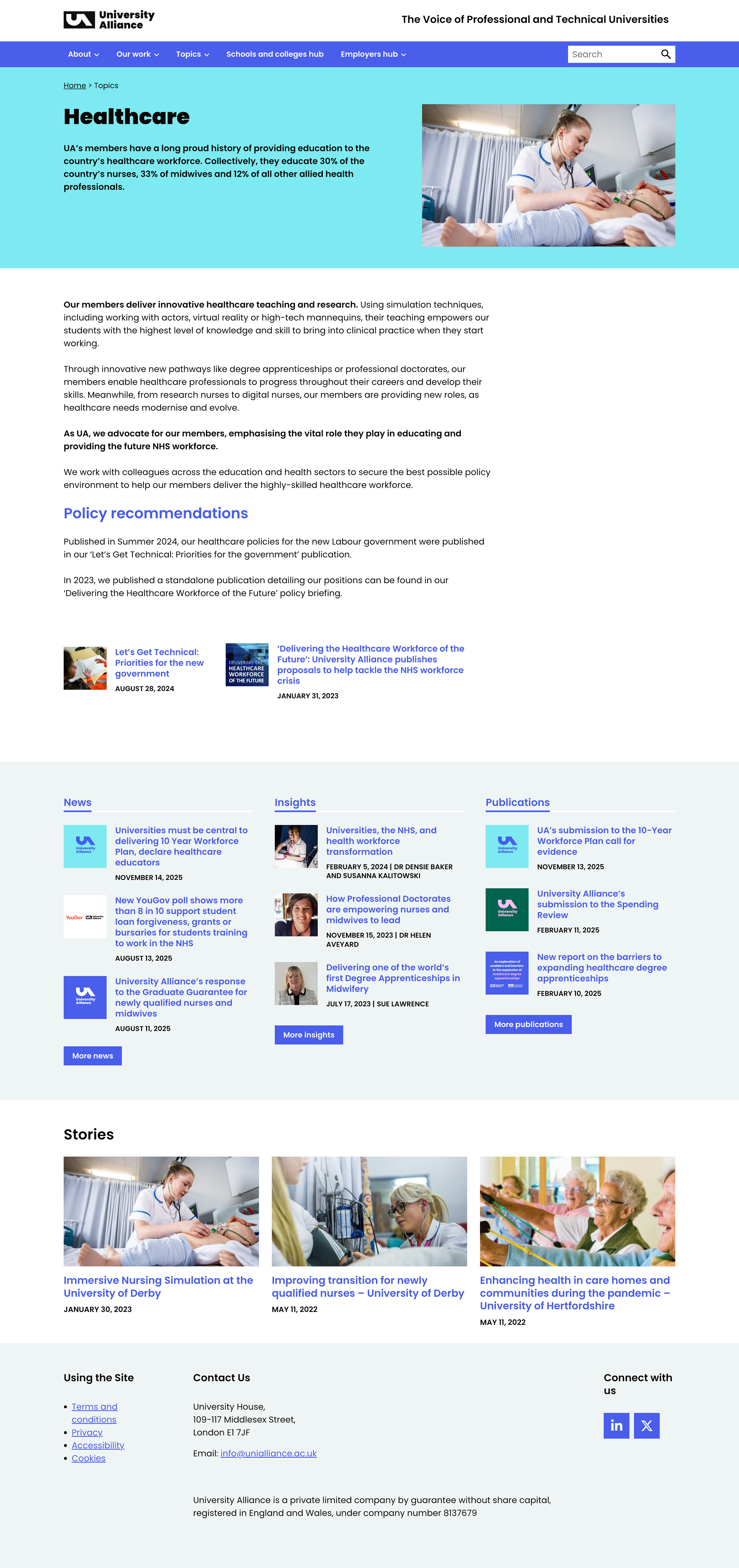 University Alliance landing page